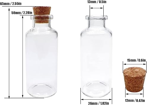 Goiio 80 Pieces 20 ML Glass Bottles with Cork Stoppers Mini Small Glass Bottles, for Wedding Favors, Crafts Home Decorations