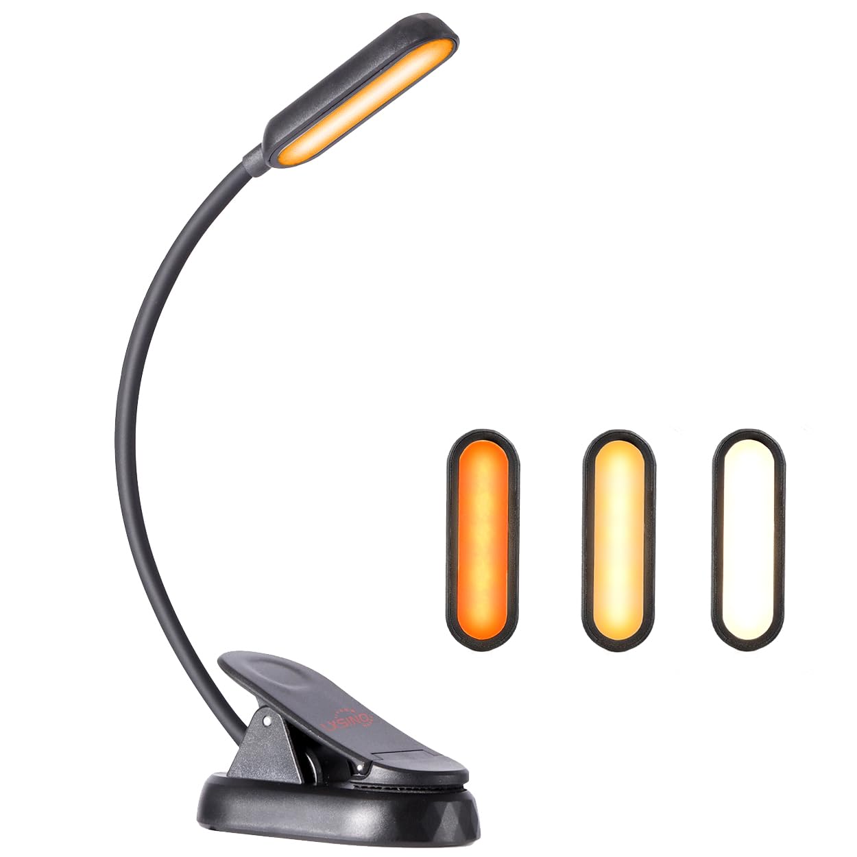 Lampe de lecture rechargeable,Ambre (1600 K) et blanc (6500 K), 3 températures de couleur et 3 niveaux de luminosité,Batterie 1000 mAh jusqu'à 30 heures