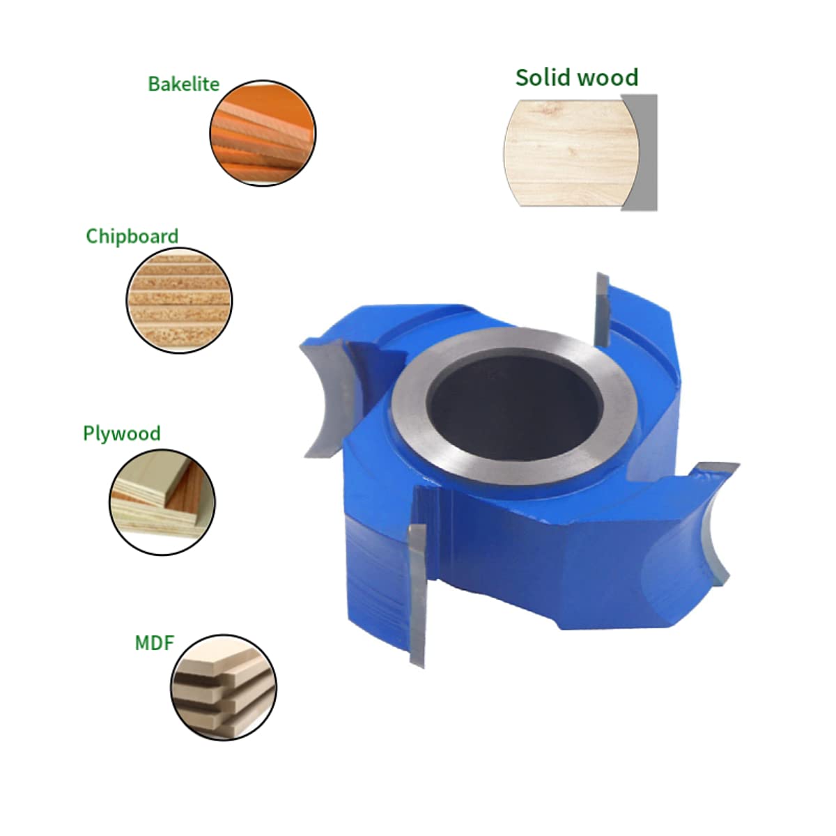 CO-CUTTNER Shaper Cutters 4-Wing Nail Profile, Customizable Radius On Wood Thickness with Bore 3/4" 1" 1-1/4" Concave Heavy