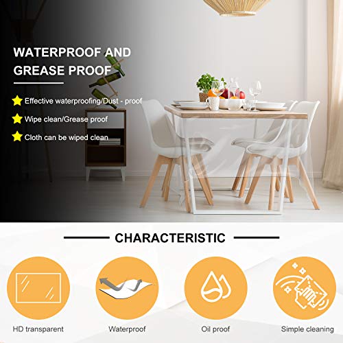 Housse de table imperméable anti-éclaboussures nappe plastique transparente BOAO - 6