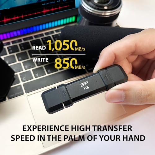 Image of SP Silicon Power DS72 1TB USB Flash Drive, USB 3.2 Gen 2 Dual Connector, R /W Up to 1,050 /850 MB /s, Portable Flip Cap Memory Stick (SP001TBUC3S72VPK)