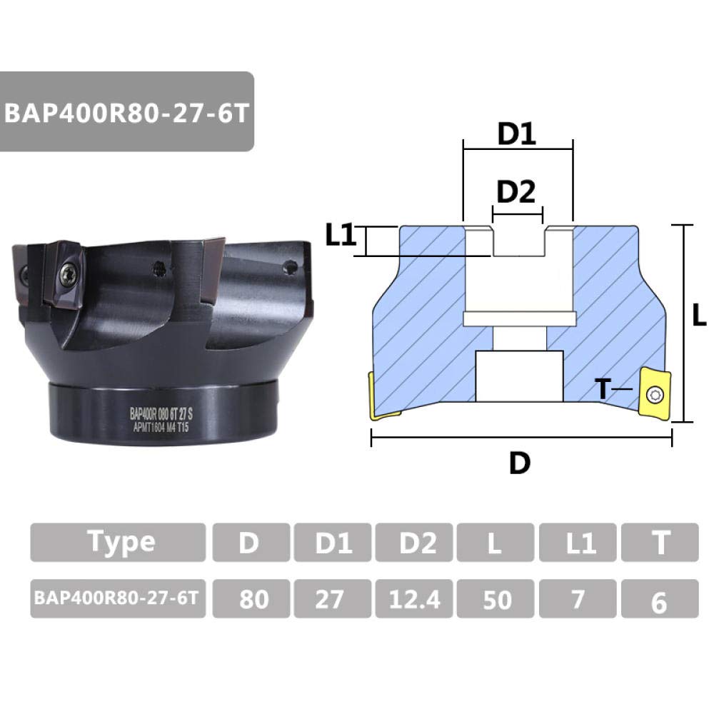 Gesichtsfräsenschneider BAP400R 80 27 6T mit 6 stücke APMT1604 Hartmetalleinsätze Frässchneidermaschine