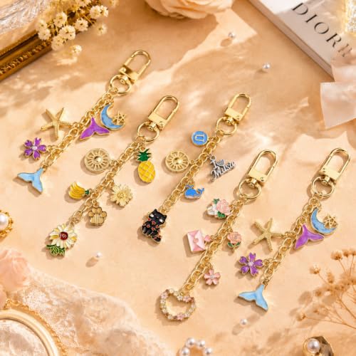 Image of Wurosi 30 Pcs Metal Keychain Making Kit, Bag Charm Chains,Gold