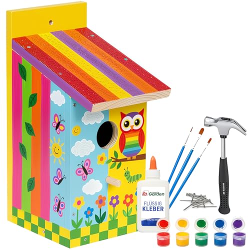 ITA DIY Nistkasten zum Zusammenbauen und Bemalen TreeTopTreat - Vogelhaus Komplett Bausatz mit Hammer, Nägeln, Farben zum Bauen und Malen für Kinder - Bastelset für Jungen & Mädchen - Vogelhäuschen ITA DIY Nistkasten zum Zusammenbauen und Bemalen TreeTopTreat - Vogelhaus Komplett Bausatz mit Hammer, Nägeln, Farben zum Bauen und Malen für Kinder - Bastelset für Jungen & Mädchen - Vogelhäuschen