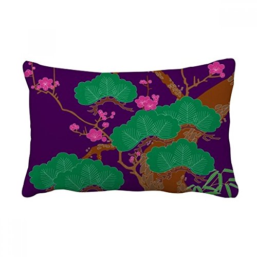 Oreiller de culture japonaise vert violet grand format pour déco intérieure