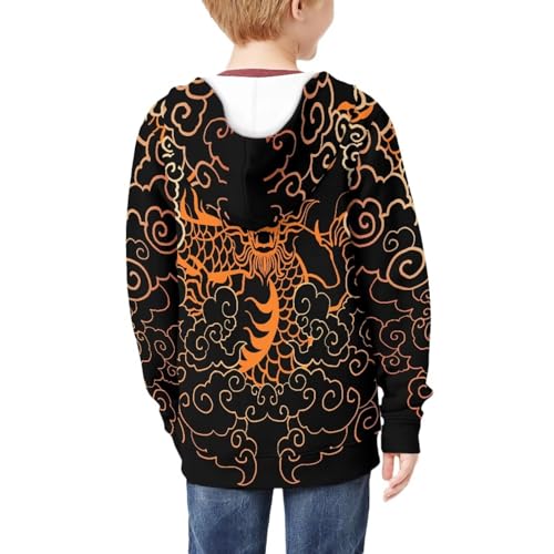 Kid Full Zip Hoodie with Pockets Long Sleeve Pullover Sweatshirt Fall Loose Hooded Jacket Tops for Boys 6-163