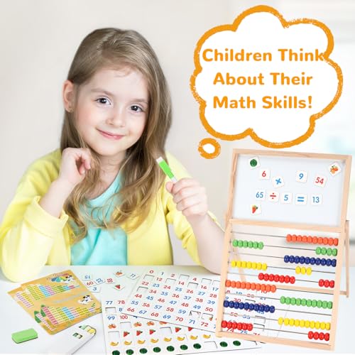 Tapvai Rechenschieber 1. Klasse, Rechenrahmen 100 Mehrfarbigen Perlen mit Magnetaufkleber, Abakus Spielzeug, Abakus Kinder, Abacus Mathe Abakus für Kinder mit 100 Perlen für Die Vorschulerziehung