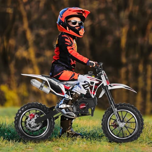 Image of 50cc Dirt Bike for Adults & Kids-Kids Dirt Bike 2-Stroke Gas Powered Off Road Motorcycle Mini Bikes with Speeds up to 40 MPH for Uphill and Off-Road Conditions Pull Start ﻿ Pink