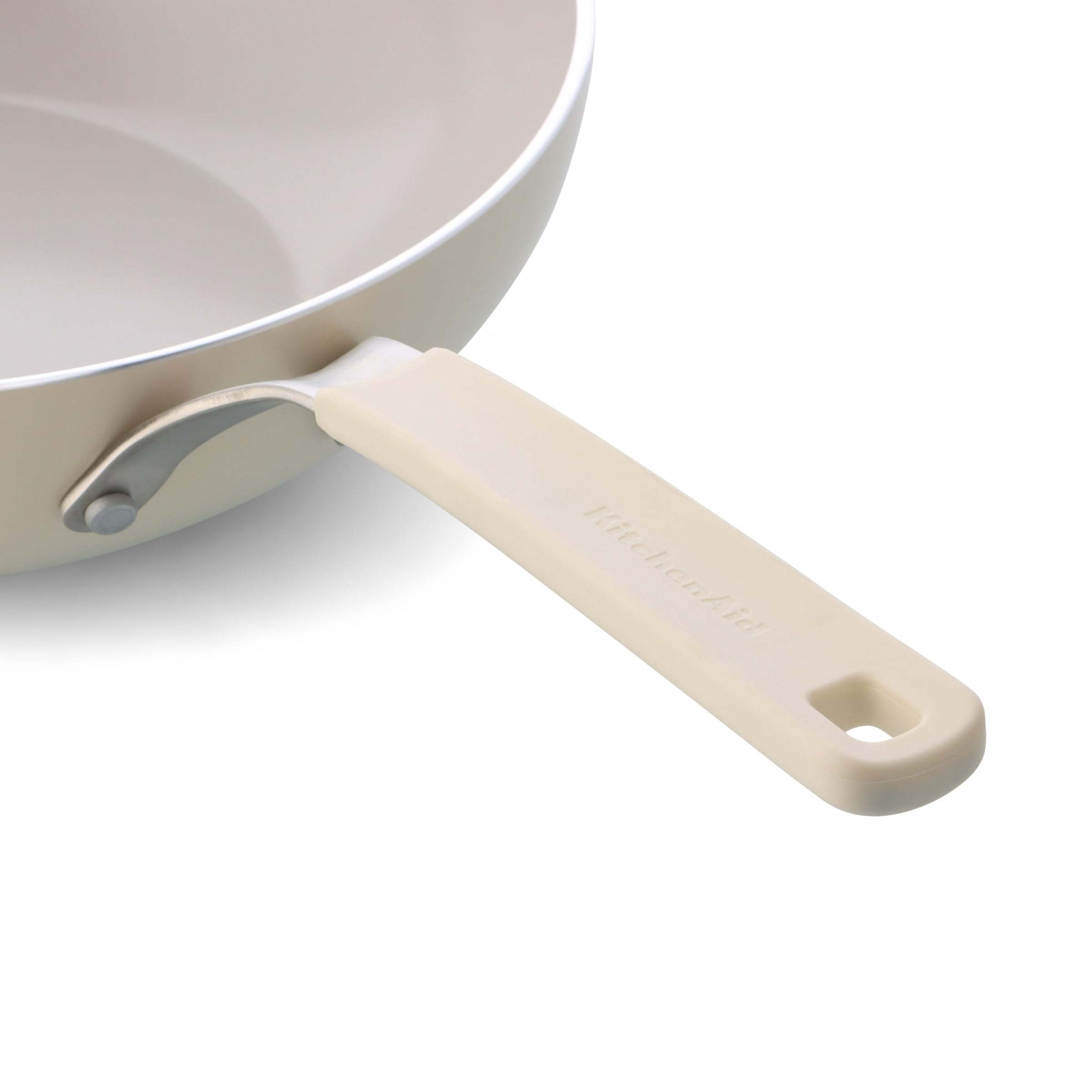 KitchenAid Aluminium Wok Ceramica Antiaderente, 28 cm/3,69 L, Senza PFAS, Compatibile Induzione, Manico Acciaio Inox, Adatto Forno, Lavabile Lavastoviglie, Crema