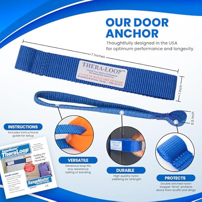 RangeMaster TheraLoop Door Anchors ©¦ Non-Slip ©¦ Complements Exercise Bands or Tubes ©¦ Great for Exercising or Strengthening Activities©¦2 Pack, Blue