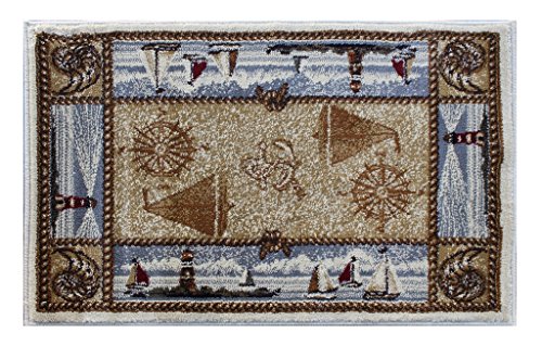 Masada Rugs Nature Area Rug Mat Nautical Scene (2 Feet X 3 Feet 2 Inch) Mat