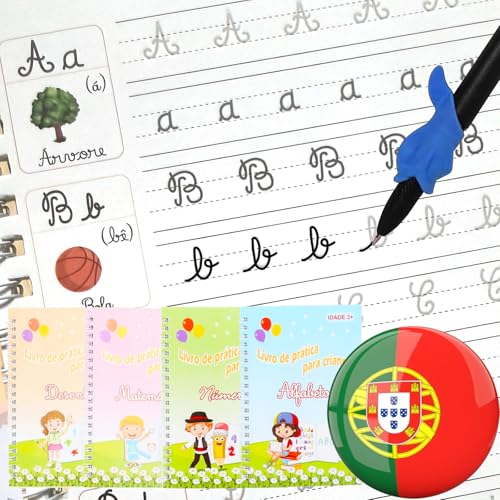 Cahier d'écriture portugais pré-maternel pour apprendre à tracer sans larmes