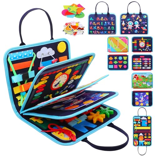 GSrenyu Baby Busy Board for Toddlers Busy Book Toys for 1 2 3 4 Year Old Boys Fine Motor Skills Toys Sensory Board Educational Learning Toy Birthday Gift for Boys Girls Travel Toy for Plane/Car