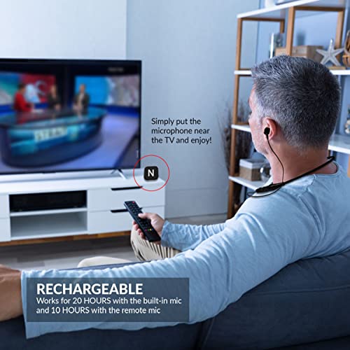 Neosonic Rechargeable Hearing Amplifier To Aid Tv Watching, Wireless Neckband Headphones For Seniors & Adults, Conversation Assist Device With Remote Microphone Noise Cancelling - Nw10 #TOP3