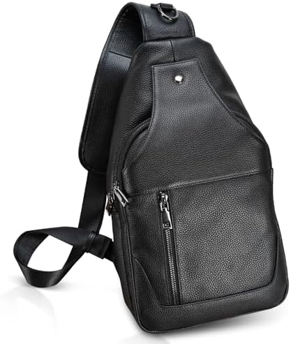 Full Grain Leather Cross Body Sling Backpack Daypack 27L Tactical Amazon.com | Polare Full Grain Leather Cross Body Sling Bag  main image 3