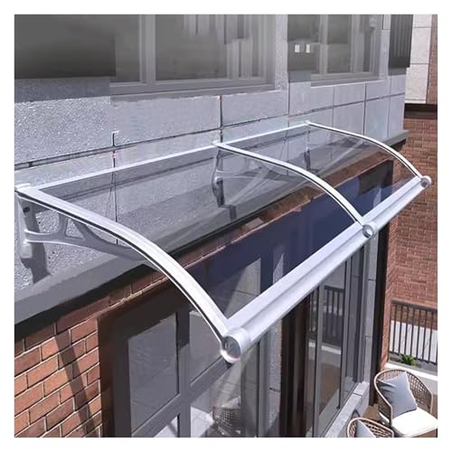 WJXIN Auvent de Porte Marquise en Polycarbonate, Marquise de Porte Exterieur Aluminium Résistante Toit Abri, Protection Contre Pluie et UV(White,60x120cm(24x48in))