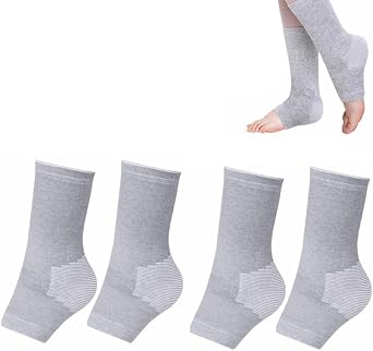 Bamboo Foot Sleeves,One Compression Bamboo Foot Sleeves,2025 New Compression Bamboo Socks, Ankle Compression Socks US, Alpha, Medium, Regular, Regular, 2, Grey