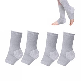 Bamboo Foot Sleeves,One Compression Bamboo Foot Sleeves,2025 New Compression Bamboo Socks, Ankle Compression Socks US, Alpha, Medium, Regular, Regular, 2, Grey