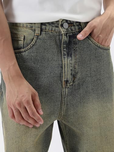 Image of Urbano Fashion Men's Loose Baggy Fit Heavy Washed Jeans Non-Stretchable
