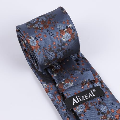 Image of Alizeal Mens 3.15inches Delicate Floral Tie with Small Flower Printed Handkerchief Set