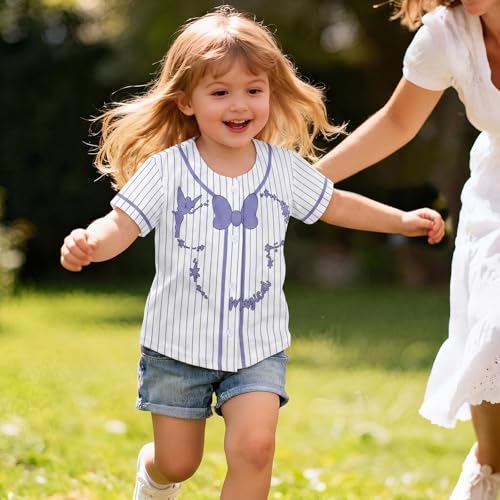Image of Hawaiian Baseball Jersey for Toddler Girls Summer Vacation Theme Park Outfit Short Sleeve Button Down Shirt