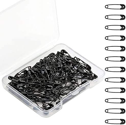 Small Safety Pins, SAREAL 120 Pcs 19mm Black Safety Pins, Metal Saftey Pin Bulk for Art Craft Sewing Clothes Jewelry Making
