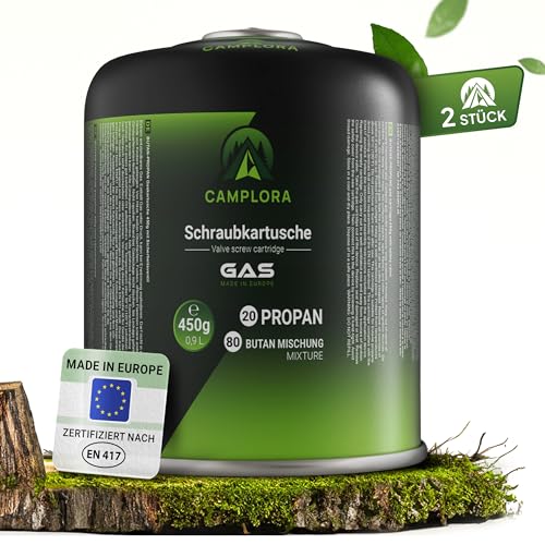 CAMPLORA 2x 450g Gaskartuschen passend für Weber Gasgrill Q100/1000-Serie, Propangas & Butangas, Schraubkartusche mit Gewinde für Campingkocher Gas Kartuschen Schraubventil Gasflaschen butane CAMPLORA 2x 450g Gaskartuschen passend für Weber Gasgrill Q100/1000-Serie, Propangas & Butangas, Schraubkartusche mit Gewinde für Campingkocher Gas Kartuschen Schraubventil Gasflaschen butane