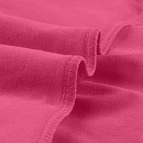 Girls Casual Solid Color Tops,Kids Girls Casual Tunic Tops Knot Front Button Short Sleeve Blouse T-Shirt Tee(Hot Pink,10-11 Years)4