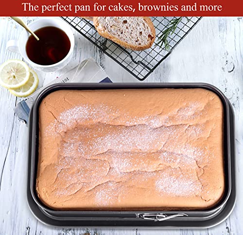 Kenond Large Springform Cake Pan, 14 X 11-Inch Rectangle Cheesecake Pan, Tiramisu Bakeware With 50Pcs Wax Paper, 3Pcs Spatula Set, Non-Stick Baking Pan Mold Leakproof #TOP3