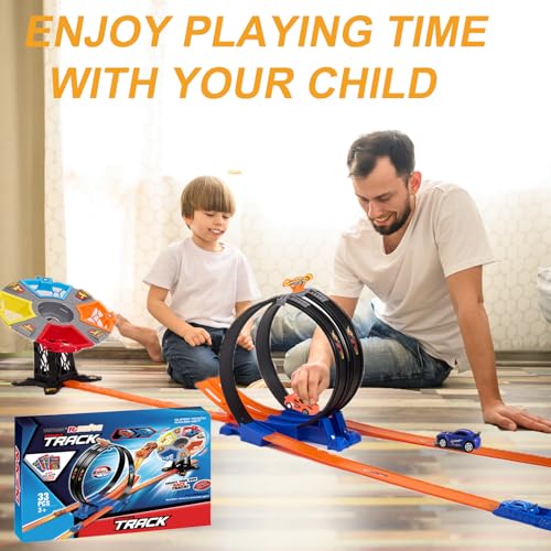 Image of Race Track Sets, Two-Player Competitive Car Race Track Toys for Kids, 2 High Speed Race Cars, 360 Loop Track Car Toys for Boy Girls Christmas Birthday Gift (B Race Car Set)