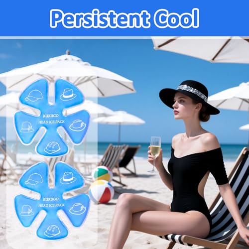 Image of Hat Ice Pack Insert - Reusable Cooling Gel Cap Liner for Baseball, Hard Hat, Construction & Outdoor Work, Cold Packs for Helmet, Head Cooling Relief for Summer Heat (2 Pack) Blue