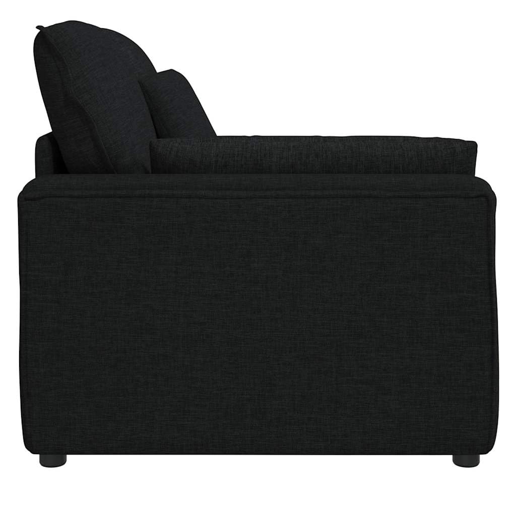 Sofá modular con reposabrazos y cojín, color negro, 100 cm de ancho del asiento, estructura de metal, para salón, salón y salón, combinable de forma flexible