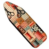Nuxovilar Ironing Board Cover with Patchwork and Scissors Pattern, 15x54 Inches Polyester - Cover for Ironing Board for Quilting Room, Textile Studio, Art Space