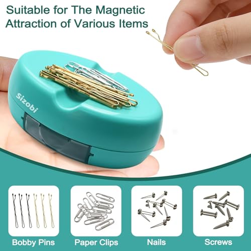 Image of Sizobi Magnetic Pin Holder with 100 Pcs Pins, Sewing Supplies Organizer | Magnetic Pin Cushions for Sewing, Needle Magnetic Quilting Pins Holder Organizer, Bobby Pin Holder, Paper Clip Holder