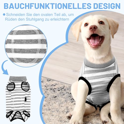 patinadrift Hundebody Nach Op Hunde Body Operation Hündin Rüde Hundebody Wundschutz Erholungsanzug für Hund Body Kastration Hund nach der Operation Kegel-Alternative(Grey,S)