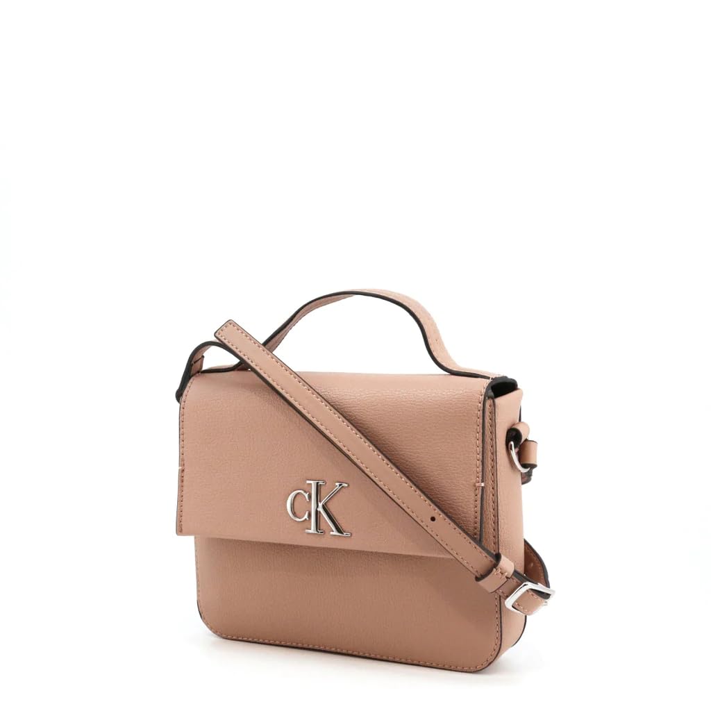 Calvin Klein Umhängetasche Handtasche CKJ Minimal Monogram Boxy Flap Crossbody Bag 19 Cafe Au Lait altrosa