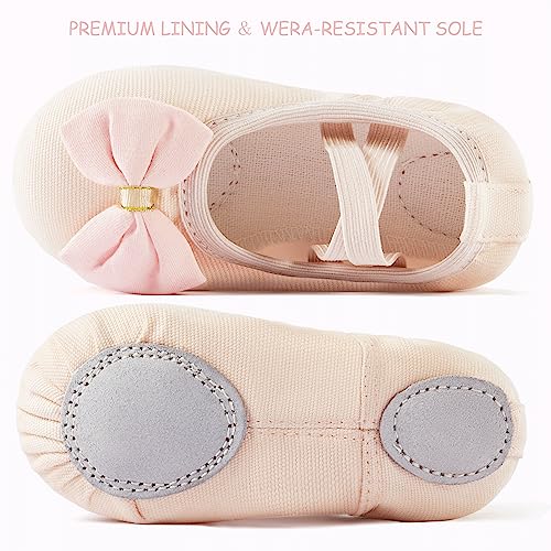 TRIPLE DEER Ballet Shoes for Girls, Canvas Dance Flats Practice Slippers Split Soft Leather Flat Sole Yoga Gymnastics Shoes (Toddler/Little/Big Kid)4