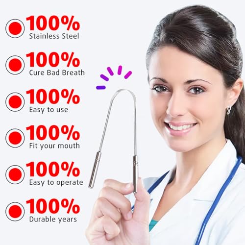 Cbiumpro Tongue Scraper for Adults, 2 Pack Flexible Metal Tongue Scraper for Kids, 100% Stainless Steel Tongue Cleaners, Tongue Scraper with Travel Case for Fresh Breath - Upgraded Version - Thumbnail 2