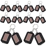 MODOAO 20 Pack Solar Keychain Flashlight Compact and Portable LED Light Mini Torch with Hook for Camping Hiking Outdoor (black)