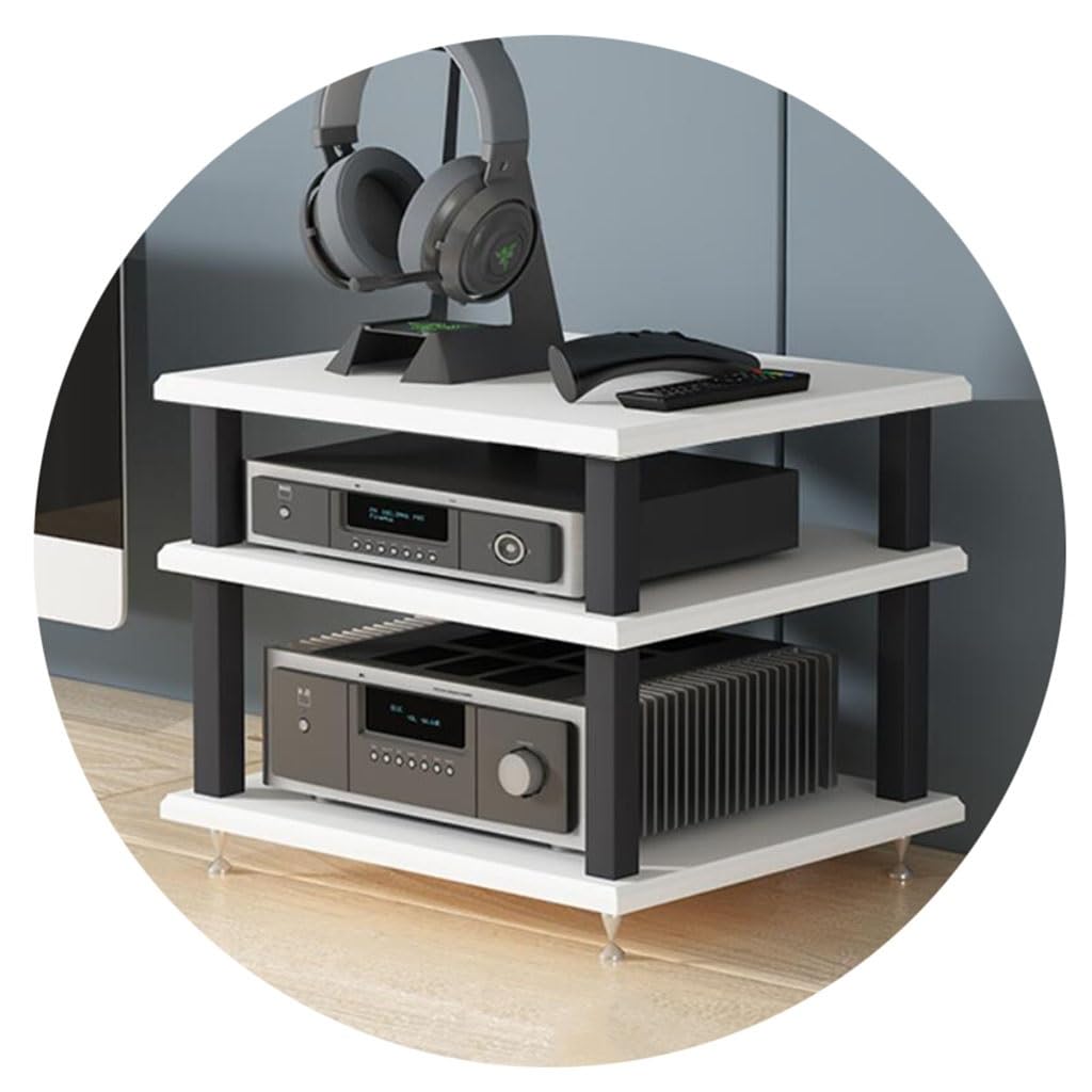 2/3/4-Tiers HIFI Audio Cabinet Multi-layer Floor-standing Home Cabinet HiFi Rack AV Shelf HIFI Stand Record Player Stand Entertainment Media Unit (Color : White, Size : 40 * 35 * 33cm(3Tier))