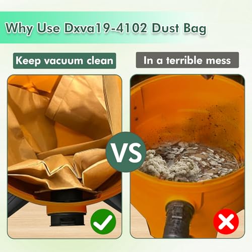 Image of DXVA19-4102 Vacuum Bags Compatible With DEWALT 12-16 Gallon Wet /Dry Vacuum, Disposable Dust Collection Filter Bag DXV12P DXV14P DXV16P DXV16PA DXV16S