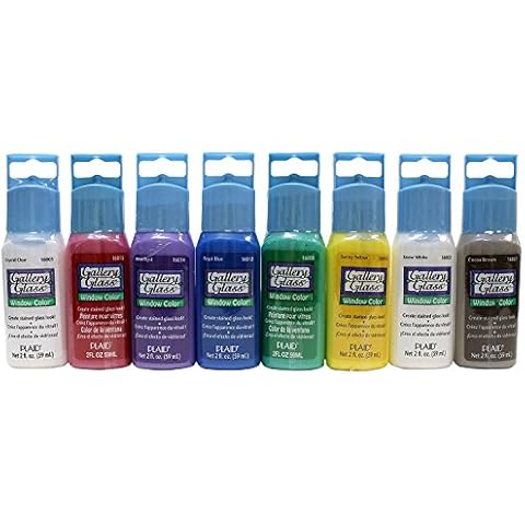 Plaid Gallery Glass Window Color Beginner Set (2-Ounce), (8-Pack) Cover