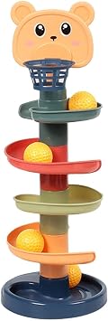 Ball Ball Tower Interactive Educational Funny Bright Colors Ball Drop and Roll Tower for Toddler Kids 5 Layers with 5 Golfs Uniform Size