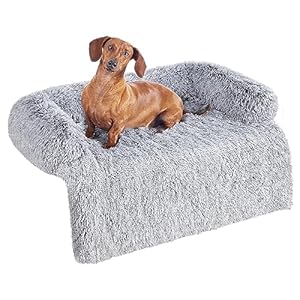 Feandrea FluffyHug Panier pour Chien, Tissu Peluche, Tapis, Couverture de Protection pour Canapé, Taille L, pour Chiens de Taille Moyenne, 95 x 85 x 16 cm, Gris Ombré PGW222G01