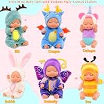 6 Pcs 3 1 cm Mini Poupées Jouet Action Figurines Mini Poupée Dormante avec des vêtements colorés d'animaux Poupée réaliste Ornement pour les tout-petits