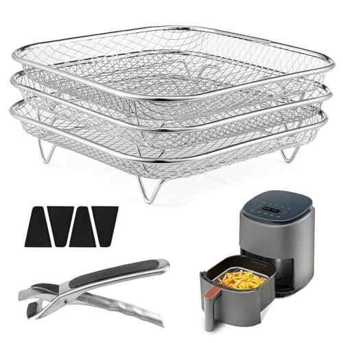 XoeLLe 3 Pièces Grille Air Fryer Acier Inoxydable, Accessoire Air Fryer