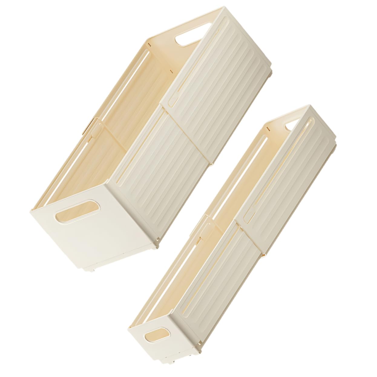 SHINEOFI 2 Cajas de Almacenamiento para Calcetines y Ropa Interior, Pp Beige, Diseño Ajustable, Uso en Oficina y Cocina, Organizador de Cajón