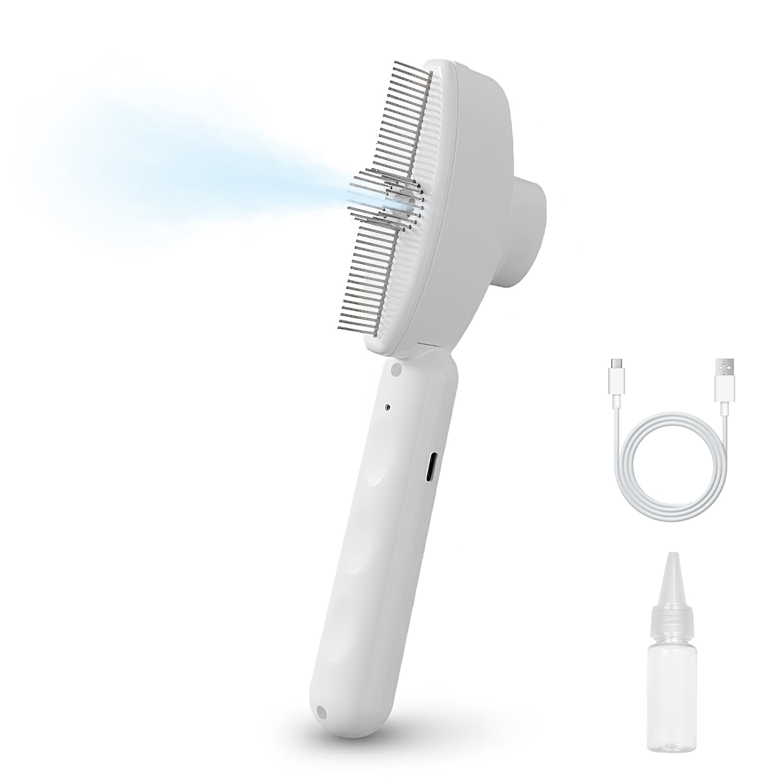 Cat Steamy Brush White Cat Brush with Steam 3 in 1 Cat Care with Massage Comb USB Rechargeable for Dogs Steam Brush for Long Short Hair to Remove Loose Hair Dirt