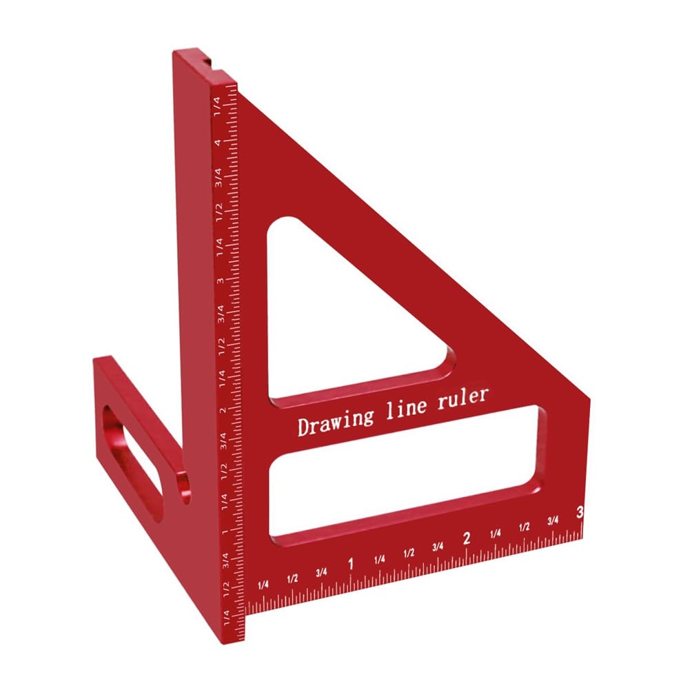 Littimoon Carpenter Square Aluminum Miter Triangle Ruler Hole Scriber Woodworking Square Protractor 45/90 Degree