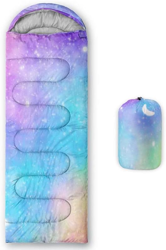 Datura home Saco de Dormir para Niñas, Galaxy Glitter Star - Saco de Dormir Ligero, Cálido para Exteriores, Interior, Impermeable, Resistente al Clima Frío, para Acampar Senderismo (Galaxy 32"* 90")